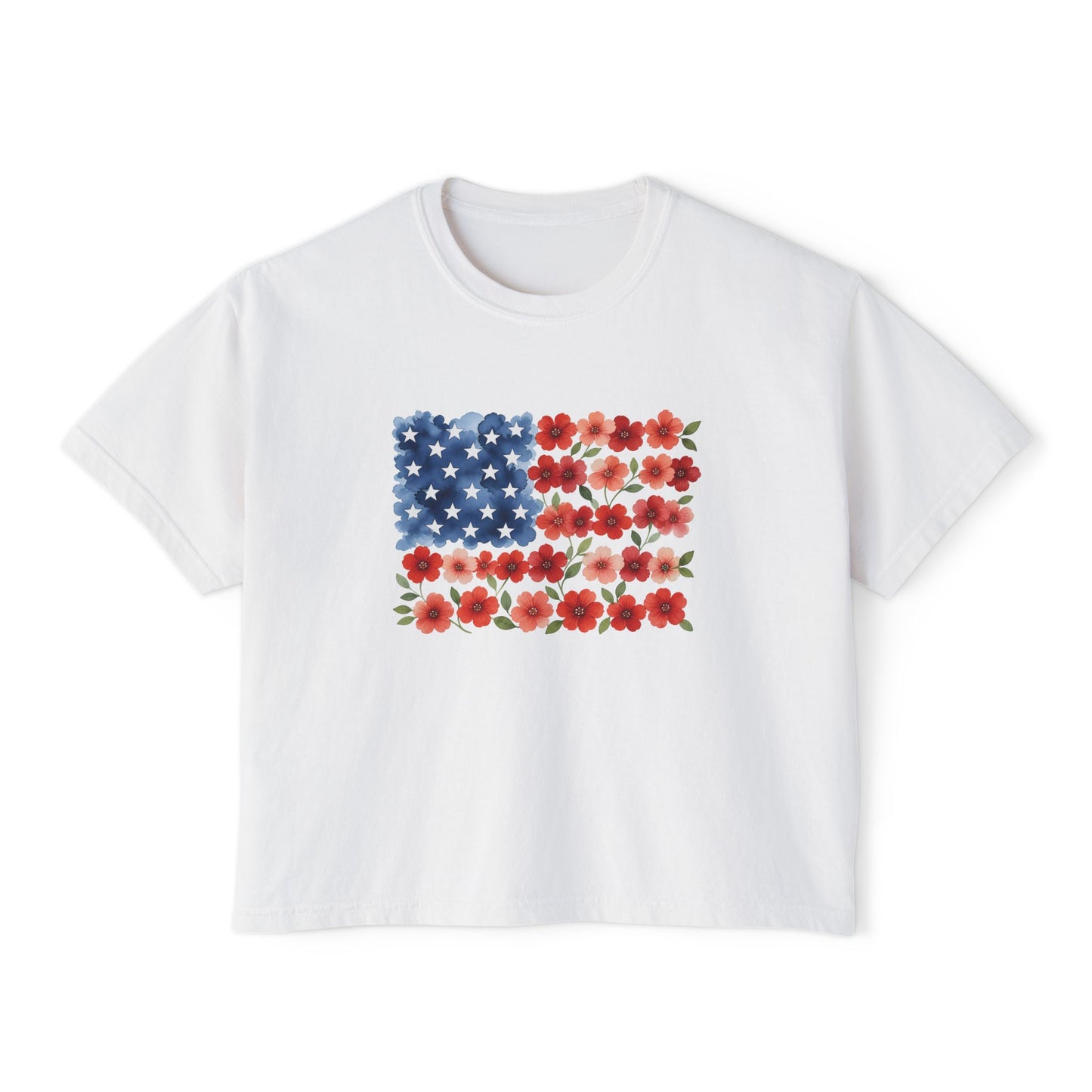 Floral American Flag Boxy Tee