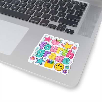 Fourth Grade Sticker — Colorful School Laptop Decal for Students & Teachers