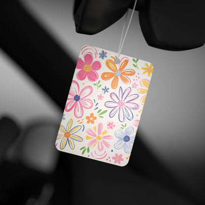 Floral Sketch Car Air Freshener