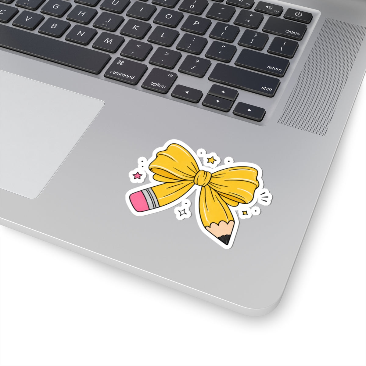Cute Yellow Pencil Bow Sticker — School Laptop Planner Kiss-Cut Sticker