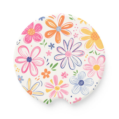 Floral Sketch Soapstone Car Coaster