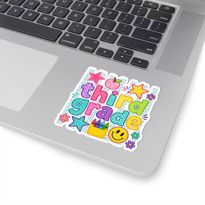 Third Grade Colorful Sticker — Cute Back-to-School Laptop/Notebook Decal