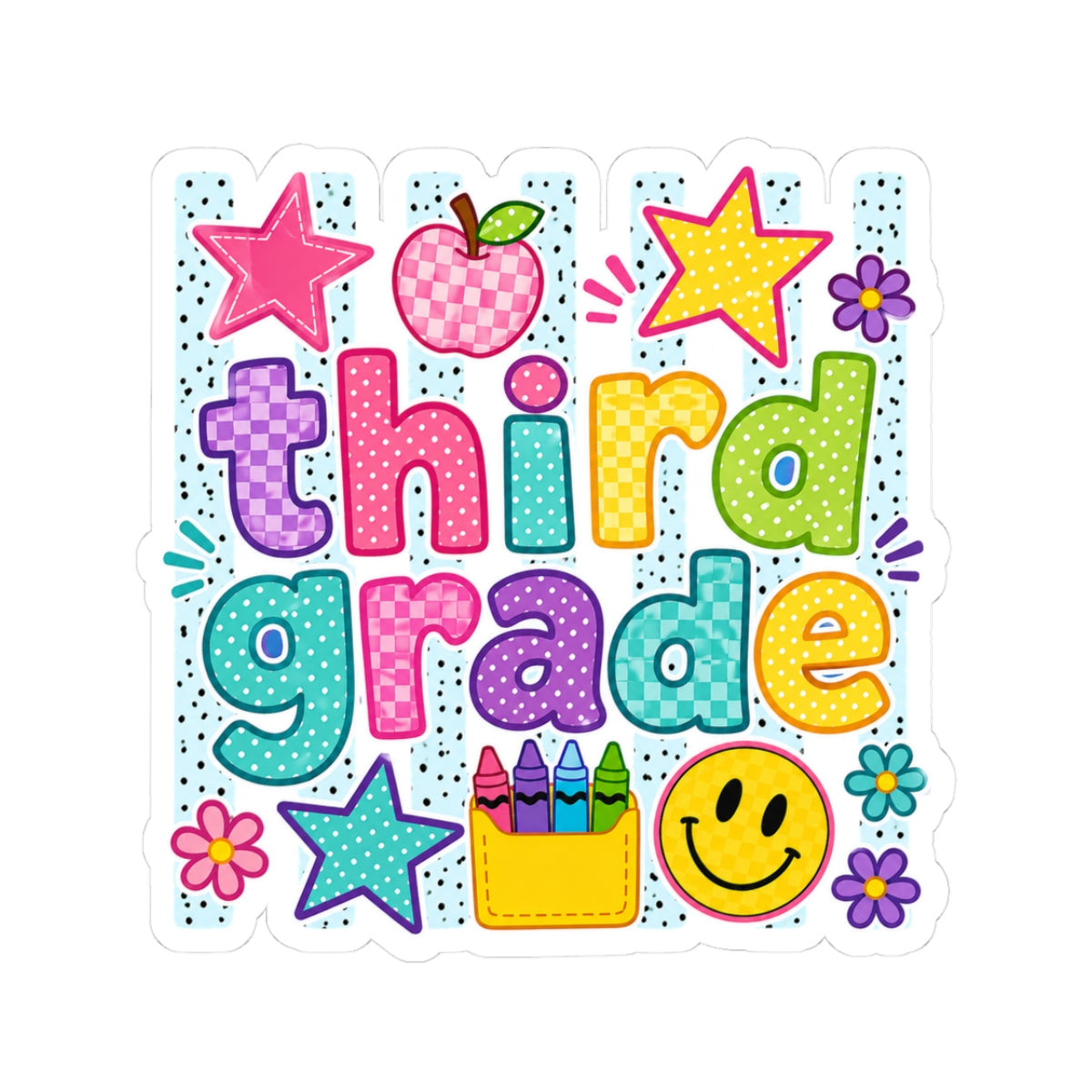Third Grade Colorful Sticker — Cute Back-to-School Laptop/Notebook Decal