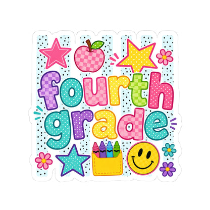 Fourth Grade Sticker — Colorful School Laptop Decal for Students & Teachers