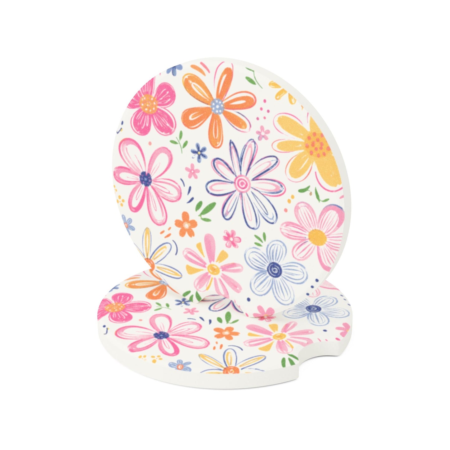 Floral Sketch Soapstone Car Coaster